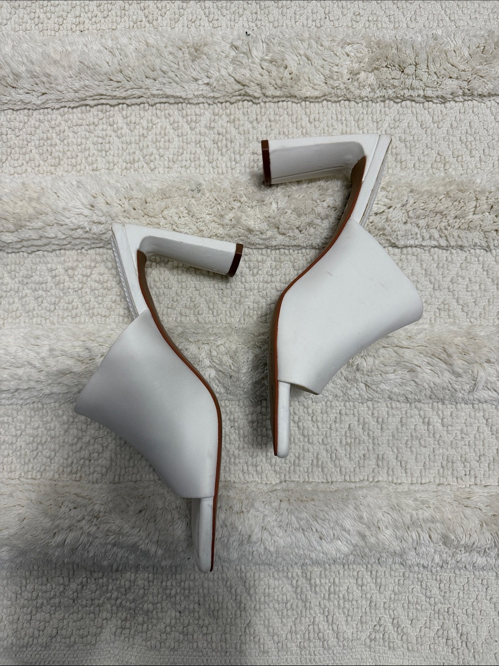 OAK + FORT White Square-Toe Leather Mule Heels
